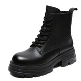 Women Retro Leather Classic Handmade Chunky Sole Boots Newgew Shoes